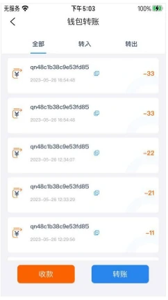 钱能钱包转账记录界面预览
